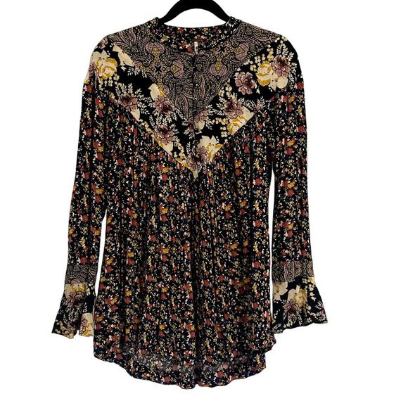 Free People WIldflower Fields Henley Bohemian Tunic Top Size S - Picture 2 of 10